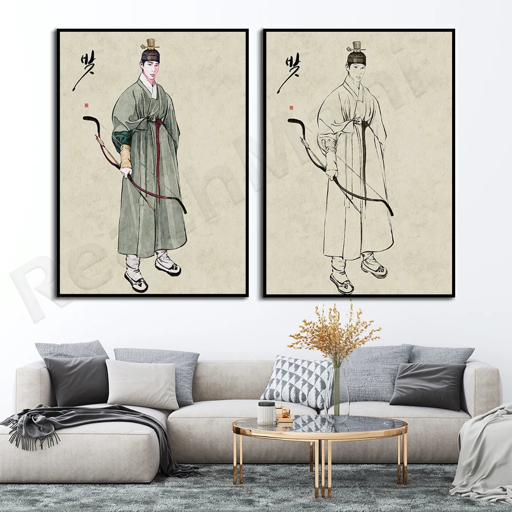 Matte Vertical Poster, Hanbok, Korean Painting, Korean Art, Asian Art Print