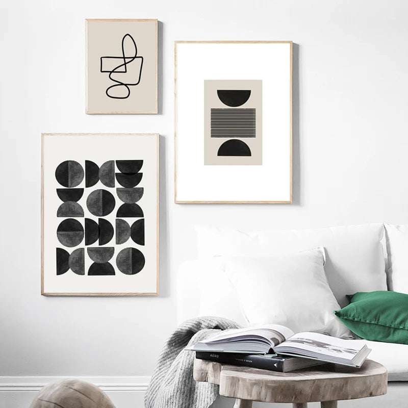 Gallery Wall Black/White Abstract Line Art Prints Scandinavian Contemporary