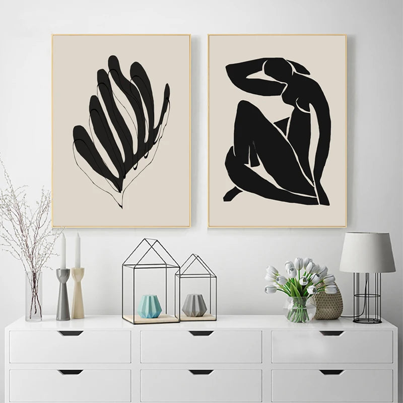 Gallery Wall Black/White Abstract Line Art Prints Scandinavian Contemporary