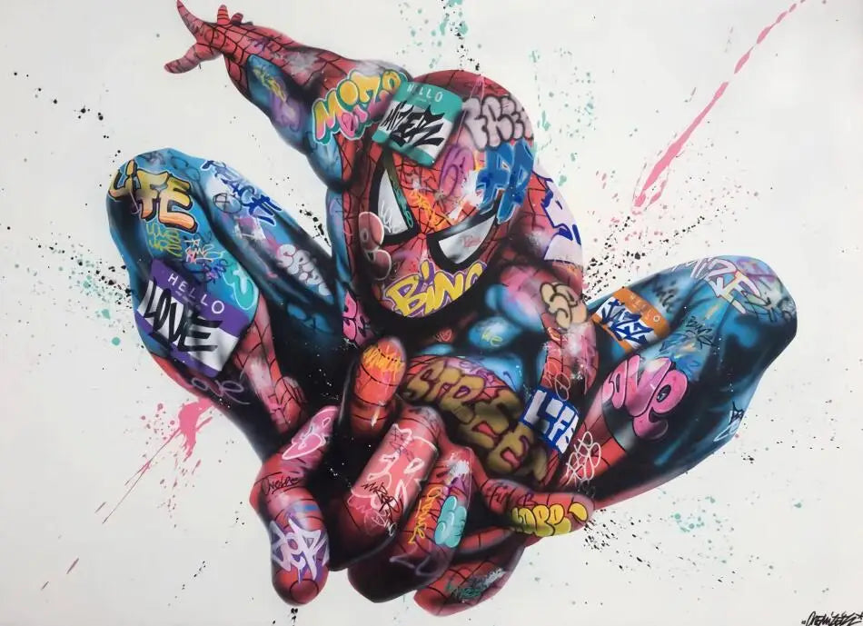 Marvel Graffiti Art Painting, Disney Canvas Print Spiderman Picture