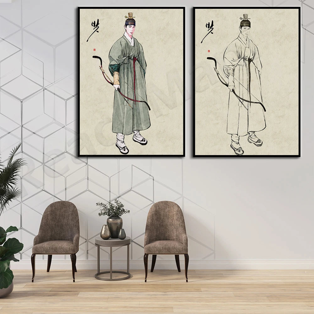 Matte Vertical Poster, Hanbok, Korean Painting, Korean Art, Asian Art Print