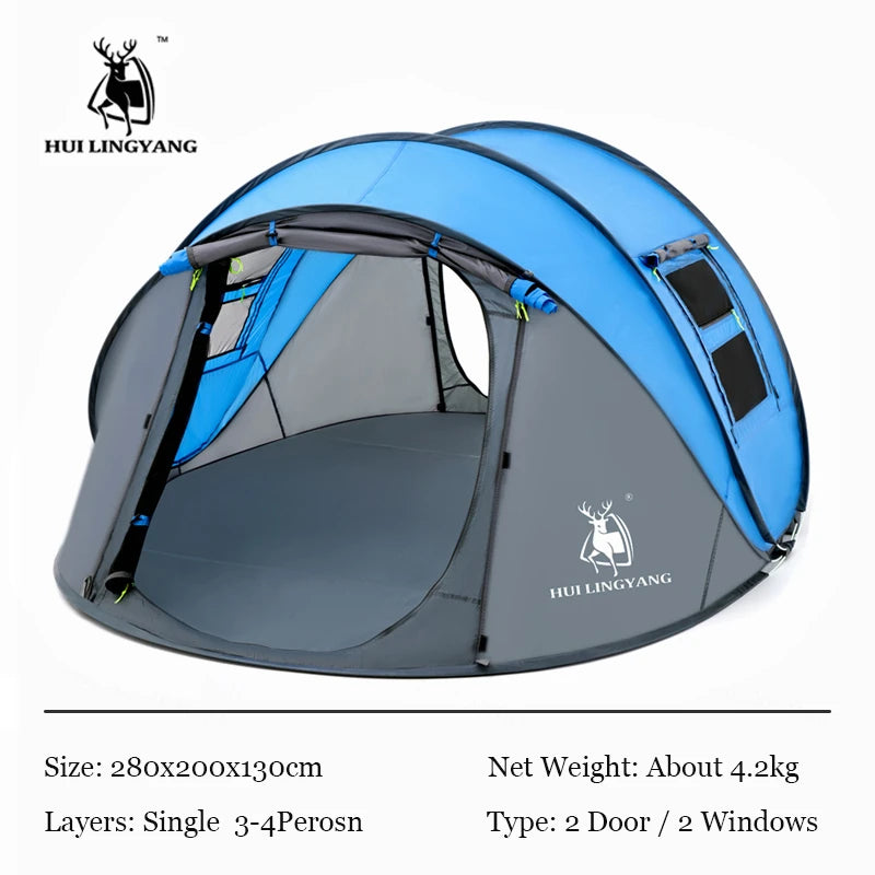 4-6 Person Pop Up Outdoor Double Layers Family Waterproof Camping Hiking Tent