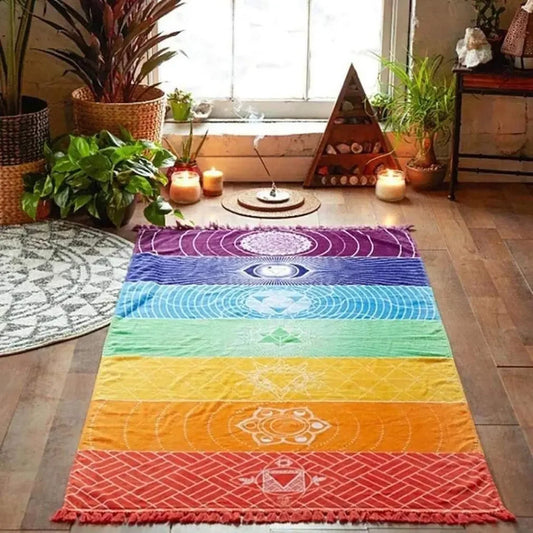 Meditation Yoga Rug Towels Mexico Chakras Tassel