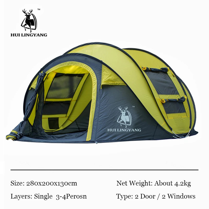 4-6 Person Pop Up Outdoor Double Layers Family Waterproof Camping Hiking Tent