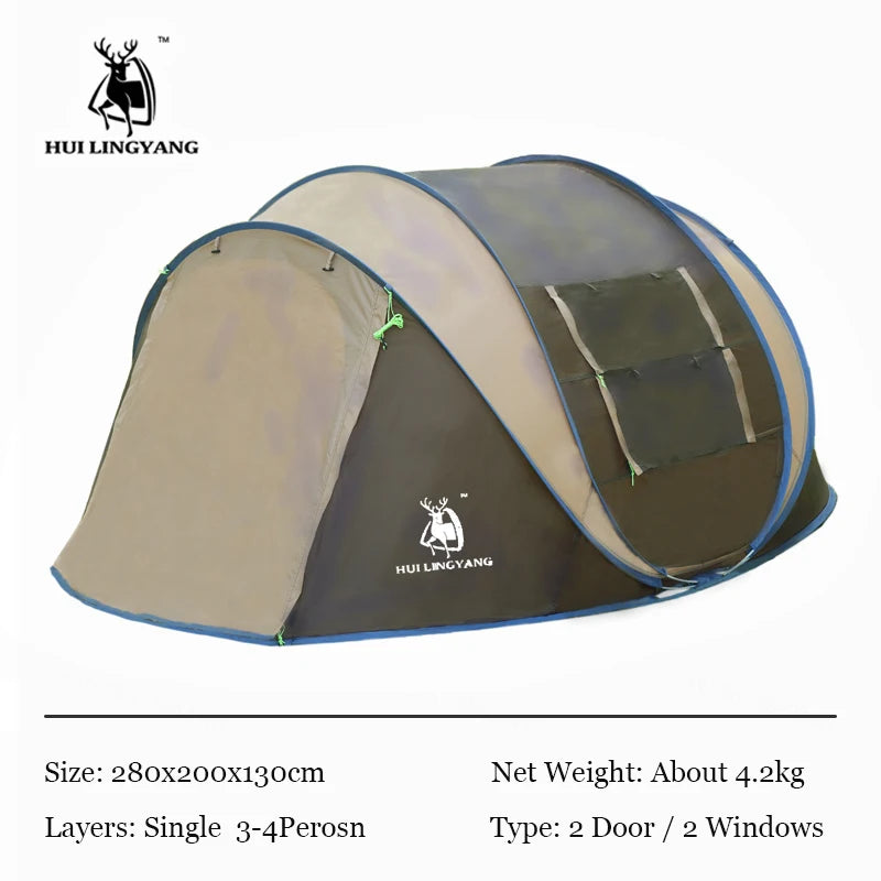 4-6 Person Pop Up Outdoor Double Layers Family Waterproof Camping Hiking Tent